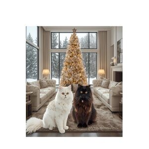 HANDCRAFTED digital art print by me Luxurious Gold and White Holiday Tree decor